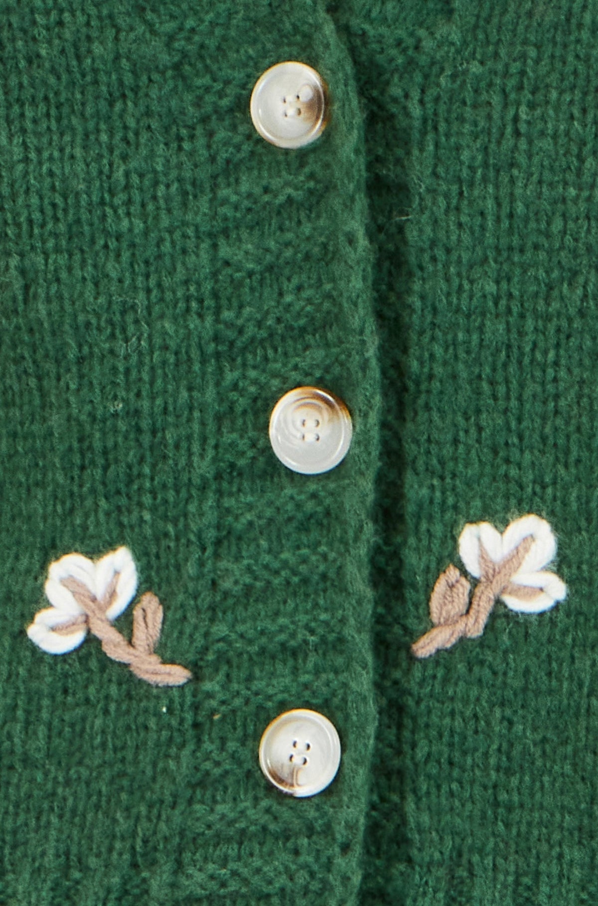 Yumi Green Hand Embroidered Chunky Knitted Cardigan