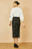 Yumi White Sequinned Bow Neckline Jumper