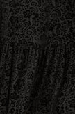Yumi Black Floral Velour Velvet Twist Waist Midi Dress