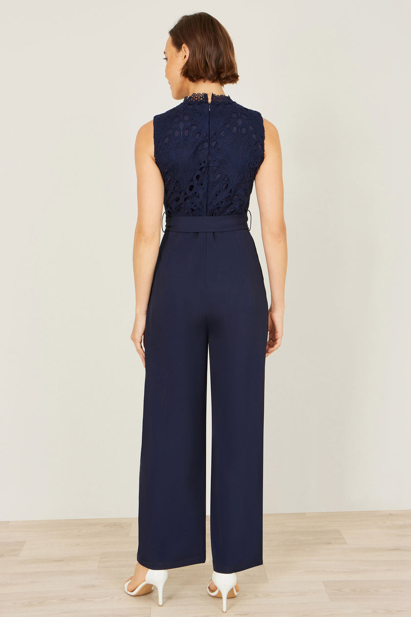 Yumi Navy Lace Sleeveless Jumpsuit