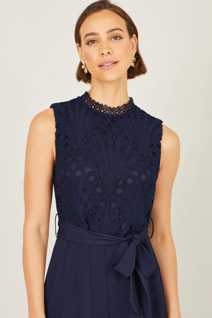 Yumi Navy Lace Sleeveless Jumpsuit