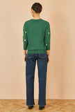 Yumi Green Gold Foil Star Print Relaxed Fit Jumper