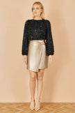 Yumi Black Hanging Sequin Long Sleeve Top