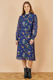 Yumi Recycled Navy Raccoon Print Shirt Midi Dress