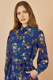 Yumi Recycled Navy Raccoon Print Shirt Midi Dress
