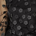 Yumi Black Sheer Sleeve Applique Flower Top