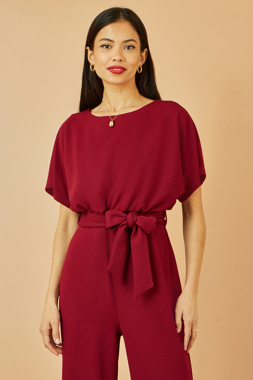 Yumi Burgundy Batwing Stretch Jumpsuit