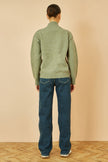 Yumi Green Knitted High Neck Jumper With Applique Flowers