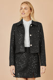 Yumi Black Boucle Sequin Mini Skirt