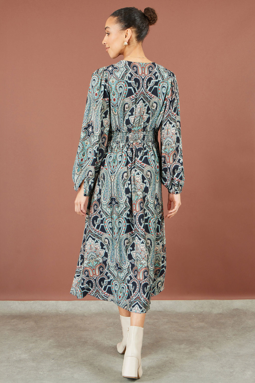 Yumi Green Paisley Print Midi Dress