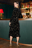 Yumi Black Cosmic Foil Print Midi Dress