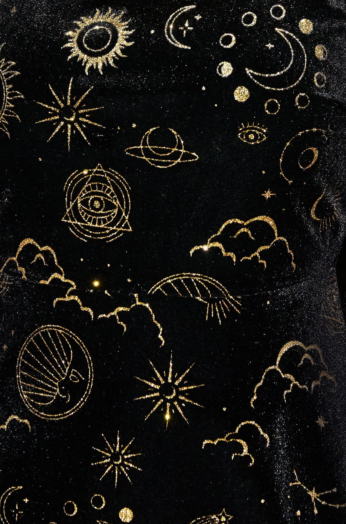 Yumi Black Cosmic Foil Print Midi Dress