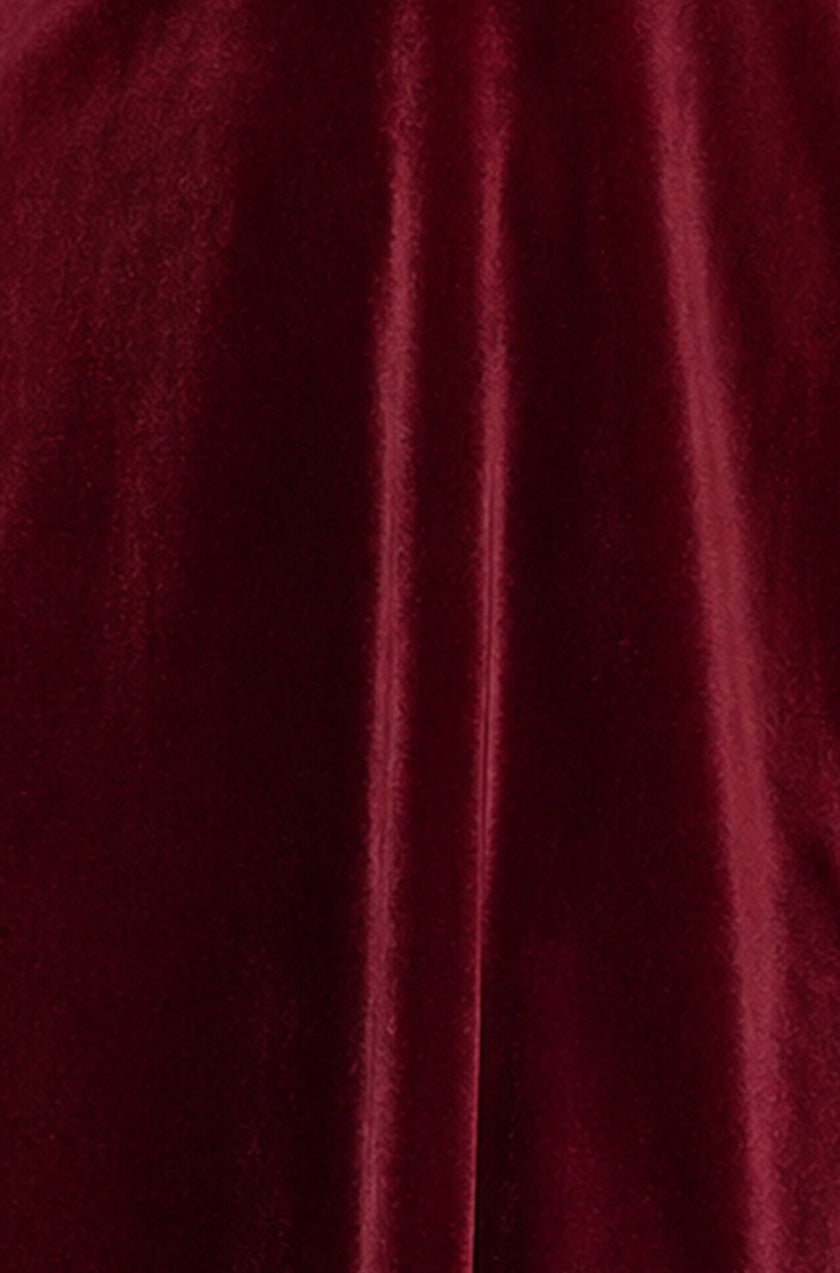 Robe patineuse en velours bordeaux Yumi avec nœud à strass
