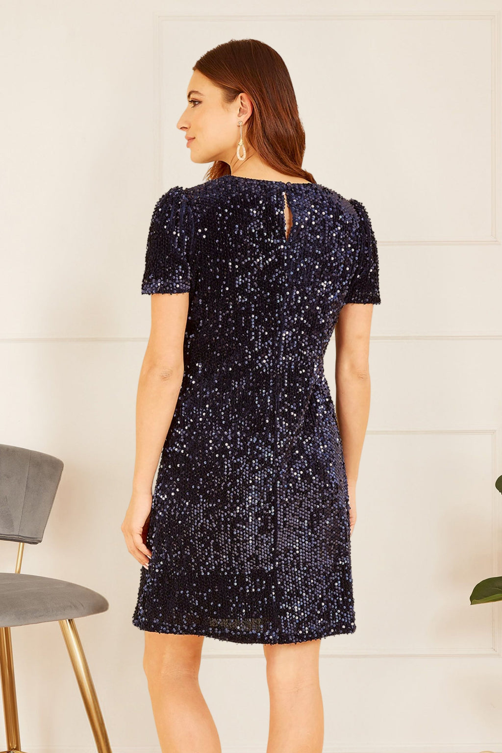Yumi Navy Sequin Tunic Dress