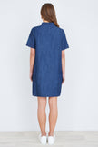 Yumi Blue Chambray Tunic With Pussy Bow Tie