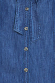 Yumi Blue Chambray Tunic With Pussy Bow Tie