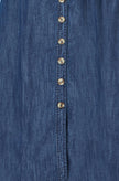 Yumi Blue Chambray Cotton Ruched Midi Sun Dress