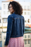 Yumi Blue Stretch Denim Jacket With Pocket Detail