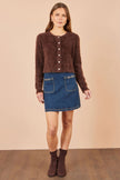 Cardigan corto in maglia effetto ciglia Yumi Brown
