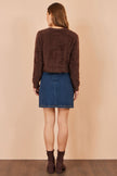 Cardigan corto in maglia effetto ciglia Yumi Brown