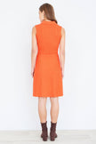 Yumi Orange Rib Knitted Skater Dress With Buckle Detail