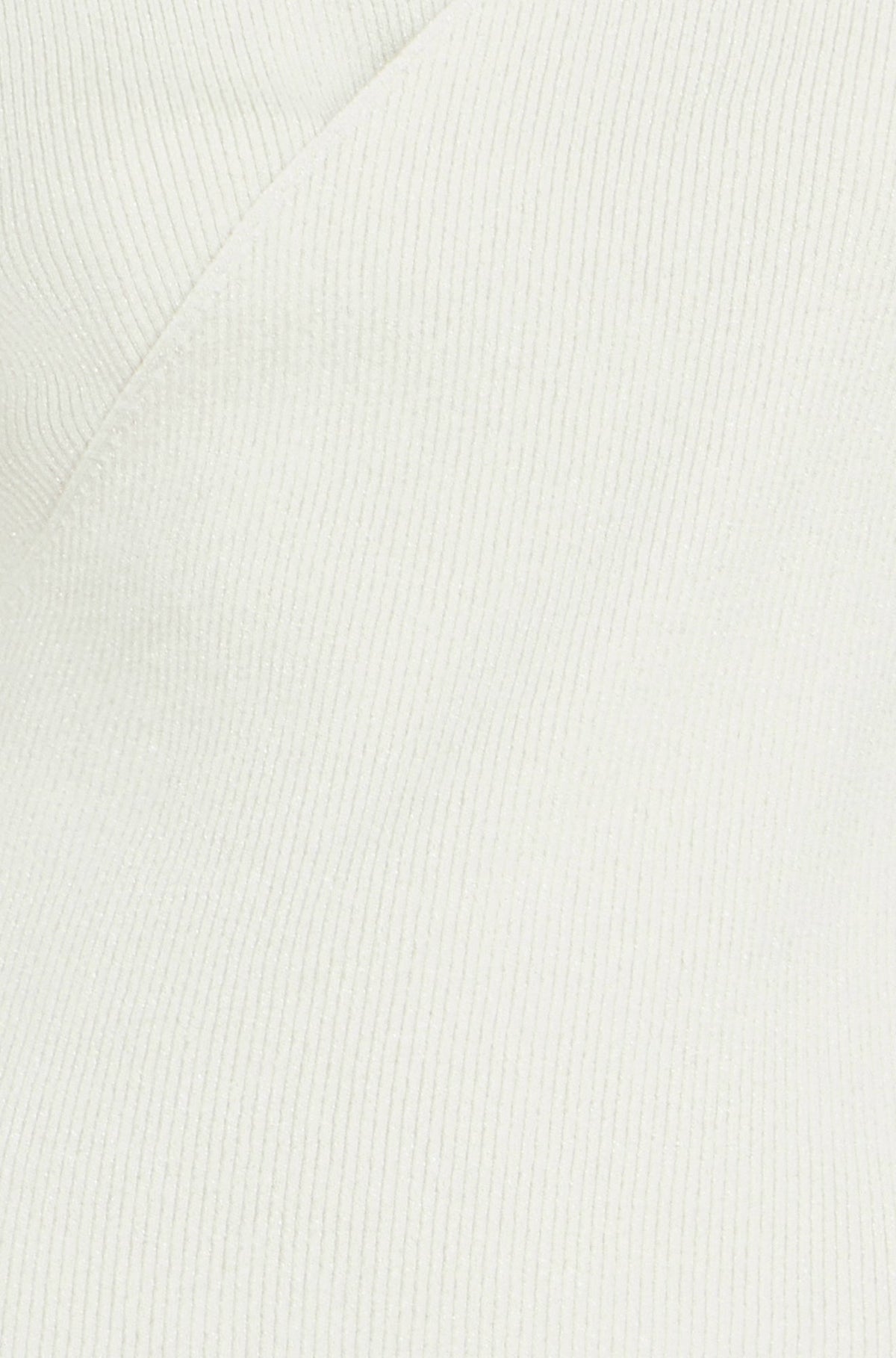Yumi Ivory Metallic Thread Rib Wrap Knitted Top