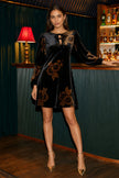 Yumi Black Velvet Sunflower Print Tunic