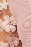 Yumi Blush Knitted Top With Floral Applique