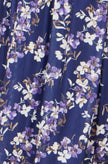 Yumi Navy Blossom Print Mesh Stretch Midi Dress With Pockets