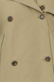 Yumi Green Cropped Trench Jacket With Pockets and Check Lining