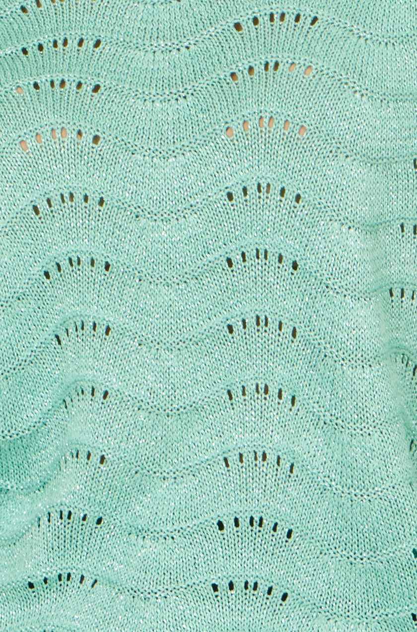 Yumi Aqua Wave Metallic Thread Relaxed Jumper