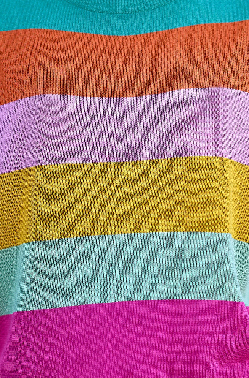 Yumi Multicolour Block Stripe Relaxed Knitted Top
