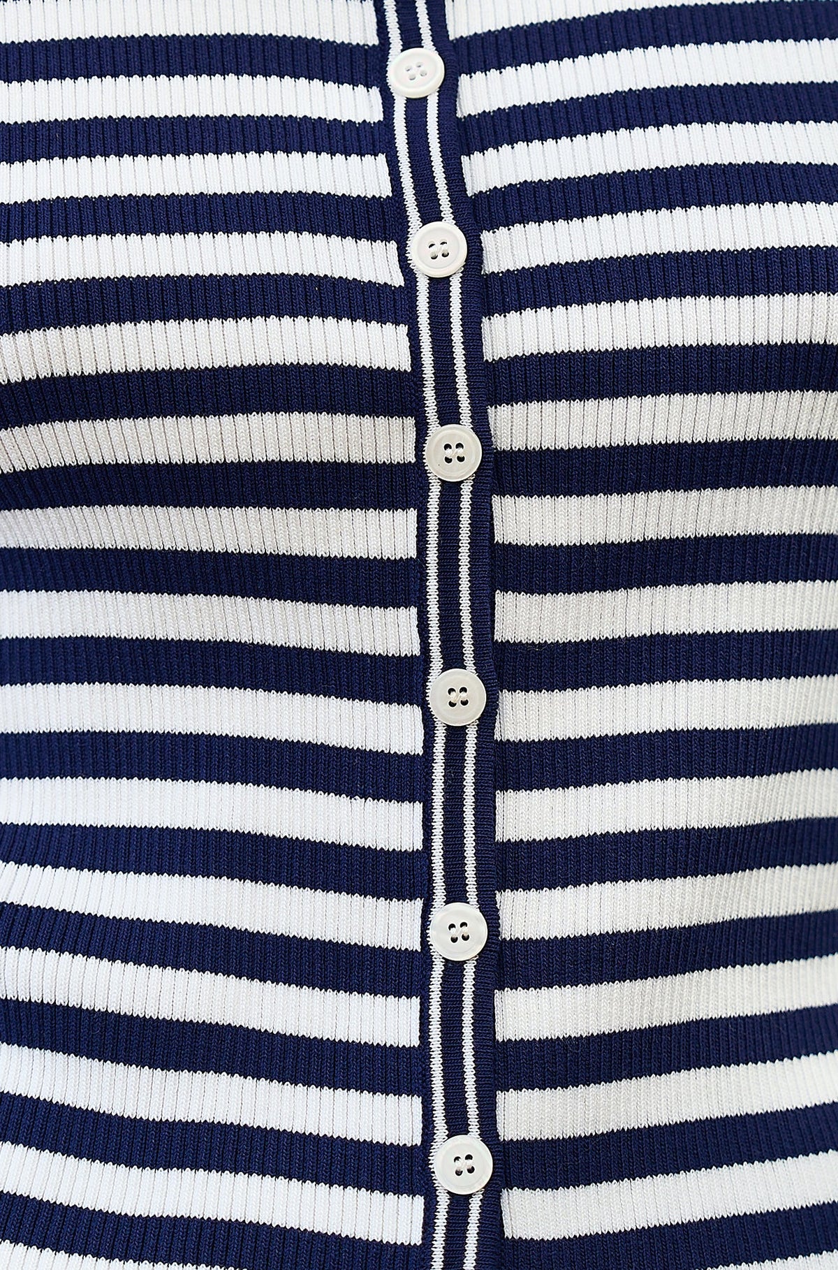 Yumi Navy Nautical Striped Knitted Top