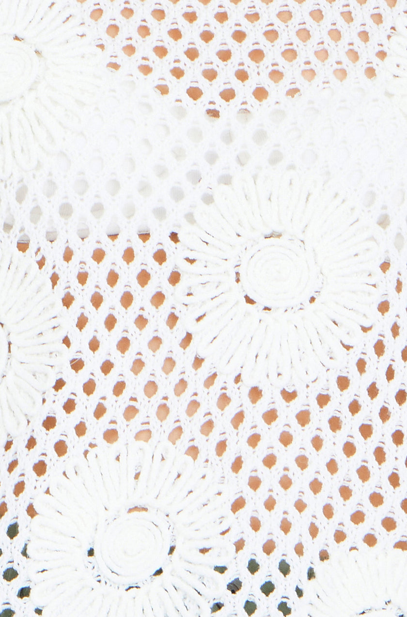 Yumi White Flower Crochet Jumper