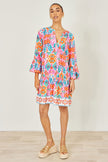 Yumi Multicolour Ikat Print Viscose Beach Tunic