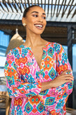 Yumi Multicolour Ikat Print Viscose Beach Tunic