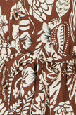 Yumi Brown Leaf Print Shirt Dress