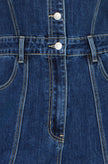 Yumi Blue Denim Stretch Fitted Jumpsuit