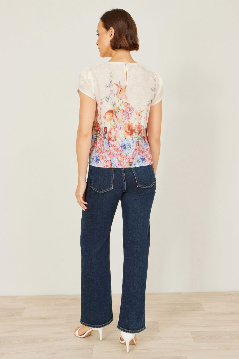 Yumi Pink Floral Border Top