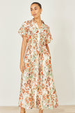 Yumi Ivory Viscose Relaxed Boho Print Maxi Shirt Dress