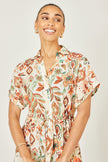 Yumi Ivory Viscose Relaxed Boho Print Maxi Shirt Dress
