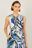 Yumi Blue Viscose Swirl Print Midi Dress