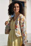 Yumi White Boho Print Cotton Reversible Quilted Jacket