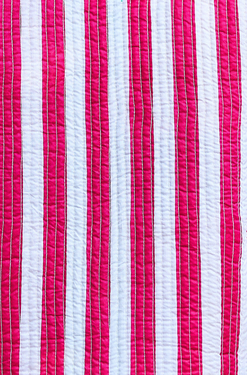 Yumi Multicolour Checked Cropped Reversible Cotton Quilted Jacket