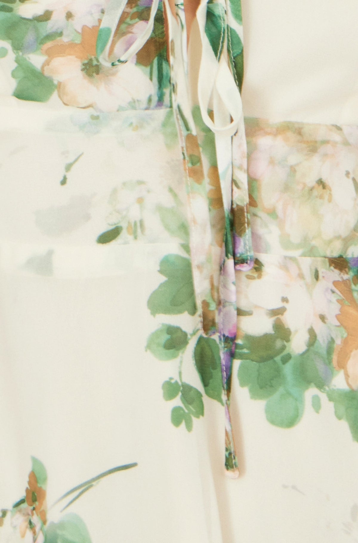 Yumi Ivory Floral Tea Dress With Front Ties