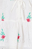 Yumi White Cotton Broderie Anglaise Embroidered Tie Top