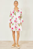 Yumi White Cotton Floral Tunic