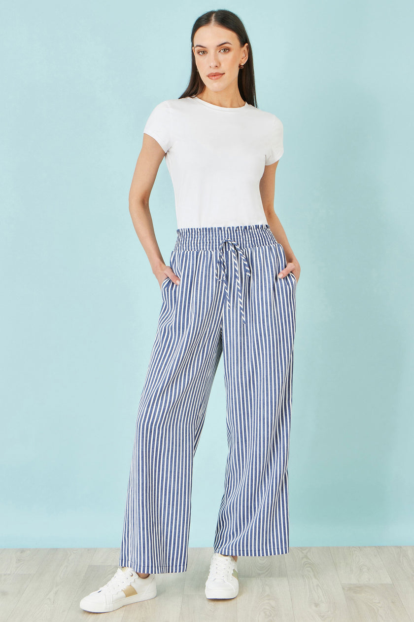 Yumi Blue Stripe Relaxed Trousers