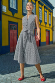 Yumi Black Broderie Anglaise Embroidered Sleeveless Shirt Dress