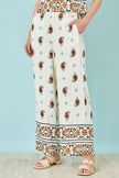 Yumi Ivory Viscose Paisley Wide Leg Trousers